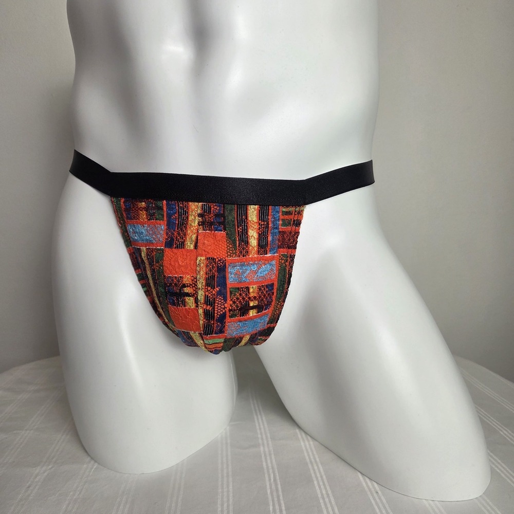 Cosabella x Studio 189 Mens Multi Color Geometric Print Italian Thong Underwear - Picture 6 of 8